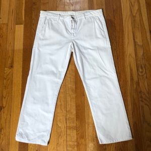 AG White Standard Khaki Crop Boyfriend Jeans